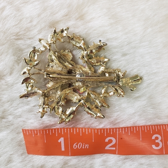 VINTAGE Enameled Pink & Green Bouquet Flower Brooch 1960s - Picture 5 of 5